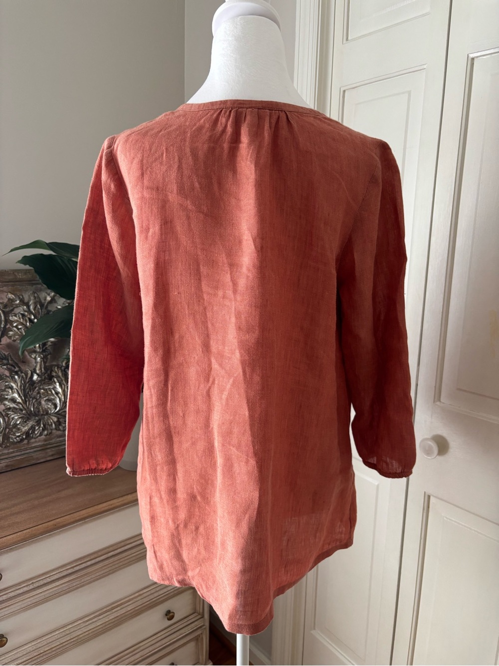 Pure Jill Linen Women's Button-Front Blouse Rust Small - Picture 2 of 4